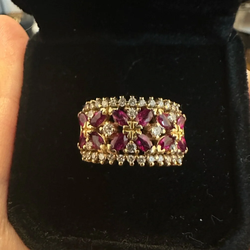 🚫🚫😭SOLD EFFY ruby+ diamond “xo” ring - Picture 2 of 8